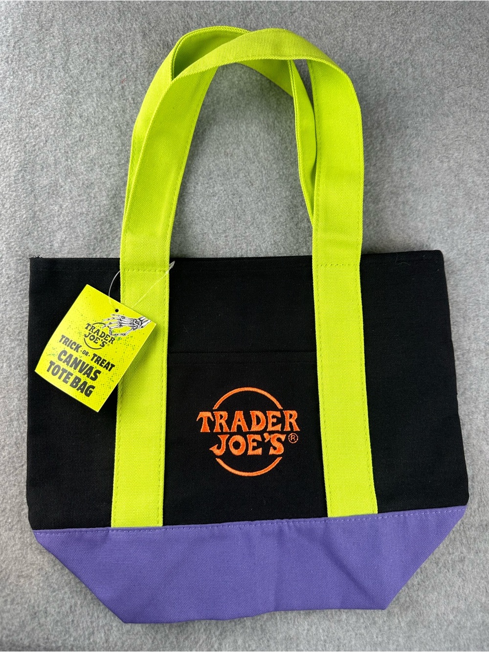 Trader Joes Halloween Mini Tote Canvas Multicolor New With Tag